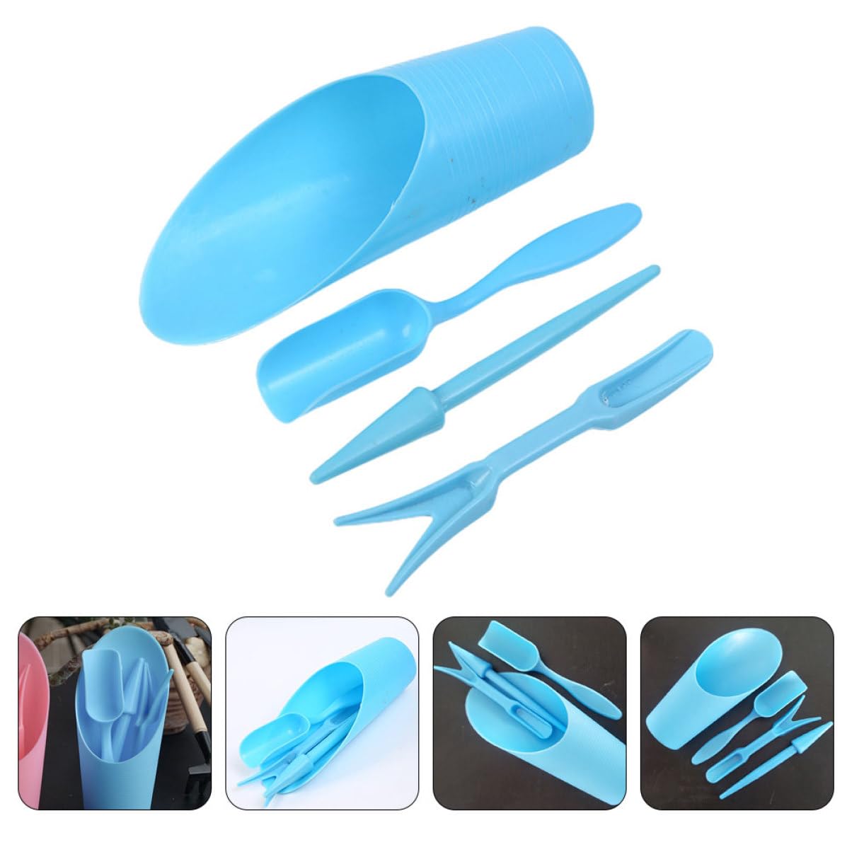 Gardening Tools Usa - 4 ชิ้น/เซ็ต,พลาสติกทนทานถังพลั่วกระถางการเพาะปลูกกระบอก MeatPlant ดินพลั่วสวนเครื่องมือ MINI Garden