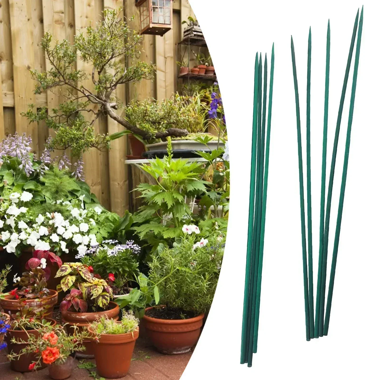 Gardening Tools Gift Set - 10 PC 40 ซม.Plant Stake ชุดไม้ดอกไม้ไม้ไผ่สีเขียว-พืชสนับสนุน