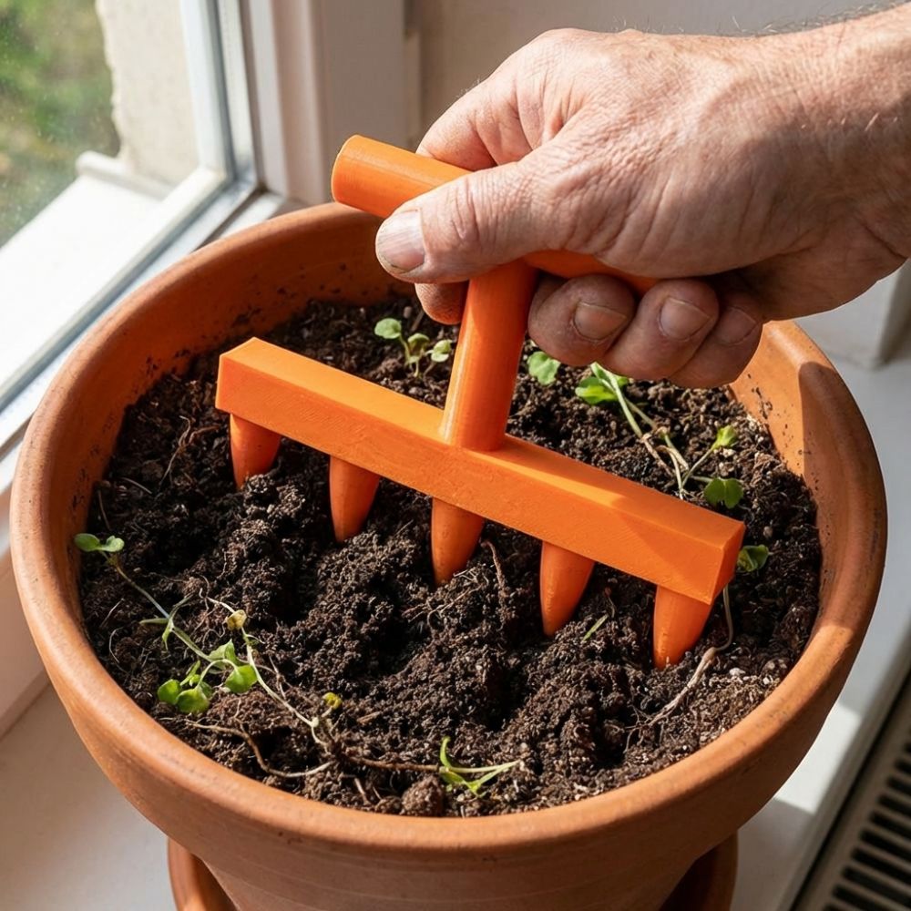 Garden Row Marker - เครื่องมือเจาะดินพลาสติก 5 ง่าม สำหรับปลูกต้นไม้ กระจายเมล็ดได้เรียบร้อย รวดเร็ว