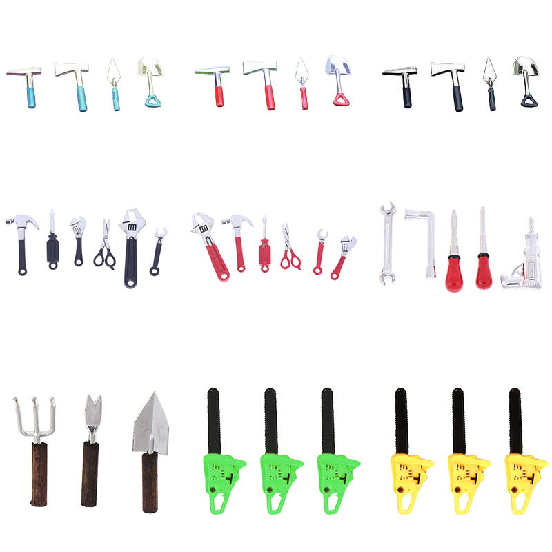 Gardening Tools Gift Set - 3/4/5/6Pcs Dollhouse Miniature ชุดซ่อมอุปกรณ์เสริมขนาดเล็กค้อนประแจเครื่องมือบ้านตุ๊กตาตกแต่งเฟอร์นิเจอร์