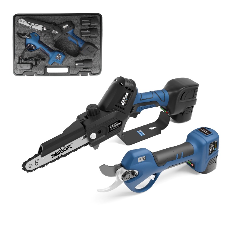 Gardening Tools Best - 【สินค้าขายดี】กรรไกรตัดแต่งกิ่งไฟฟ้าไร้สายแบบไม่มีแปรงถ่านและชุดเลื่อยโซ่ 2-in-1 ชุดเครื่องมือไฟฟ้าสำหรับสวน ตัดกิ่งไม้