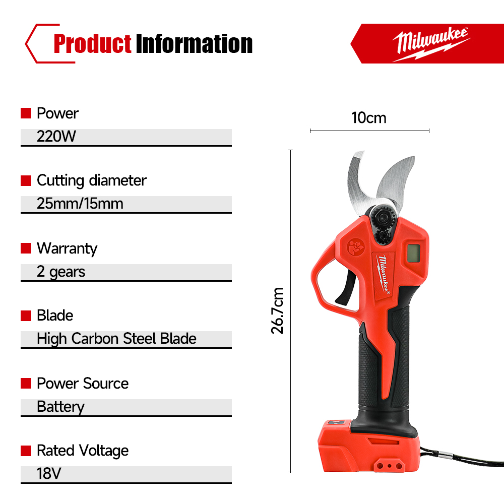 กรรไกรตัดกิ่งไฟฟ้าไร้สาย Milwa - Gardening Tools Usa บทวิจารณ์และราคา