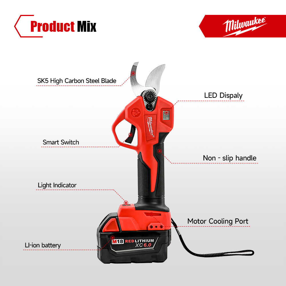 กรรไกรตัดกิ่งไฟฟ้าไร้สาย Milwa - Gardening Tools Usa บทวิจารณ์และราคา