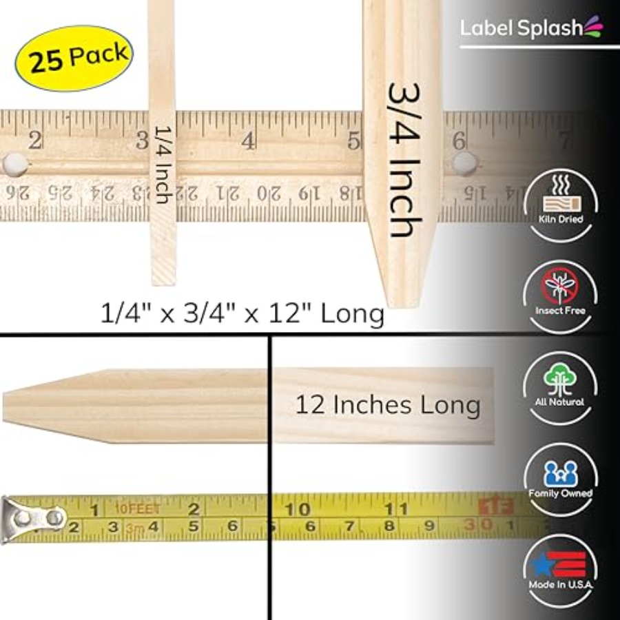 เสาไม้สำหรับทำสวน 25 ชิ้น ขนาด - Garden Row Marker บทวิจารณ์และราคา